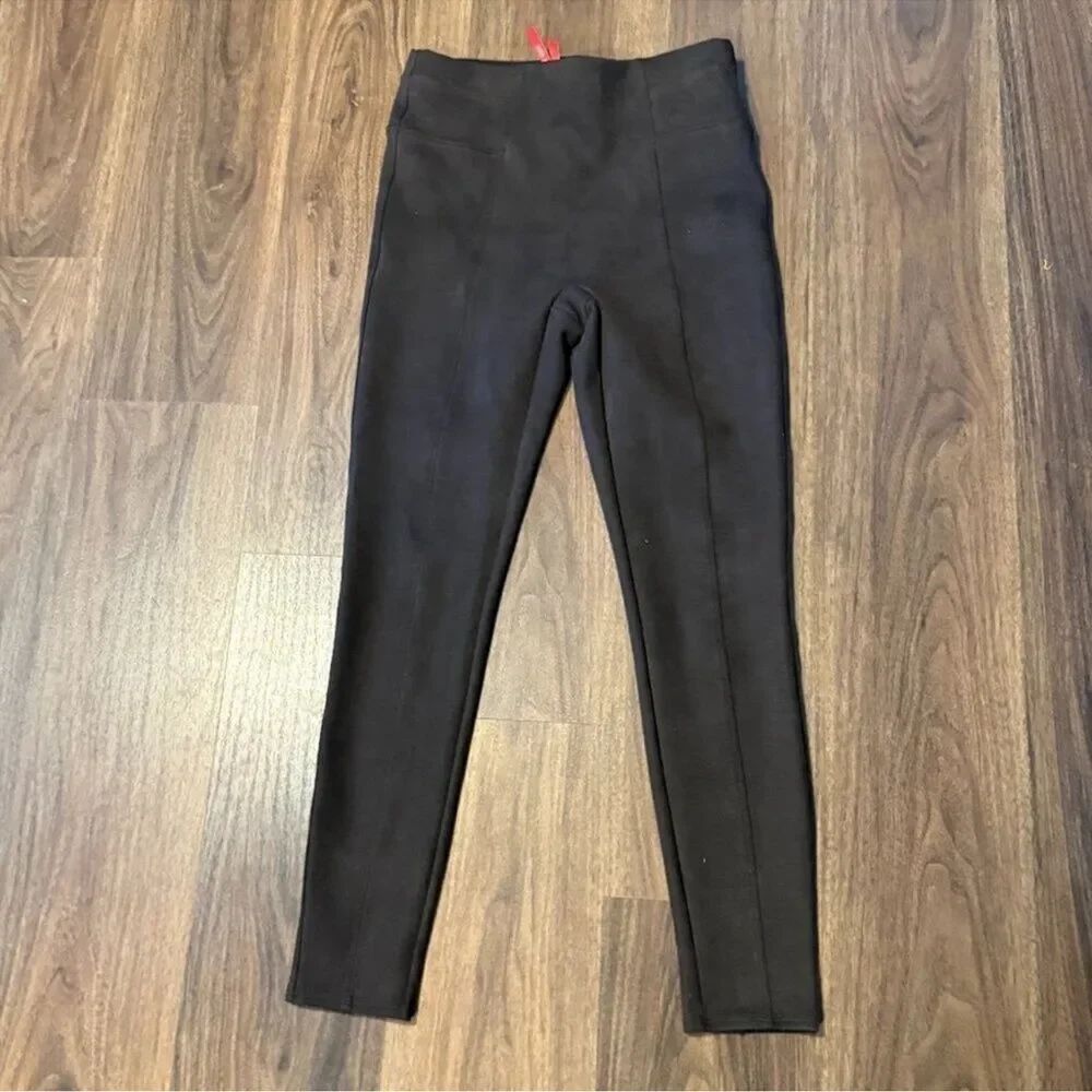 Spanx Brown Faux Suede Shaping Leggings Slimming Pull On Stretch M